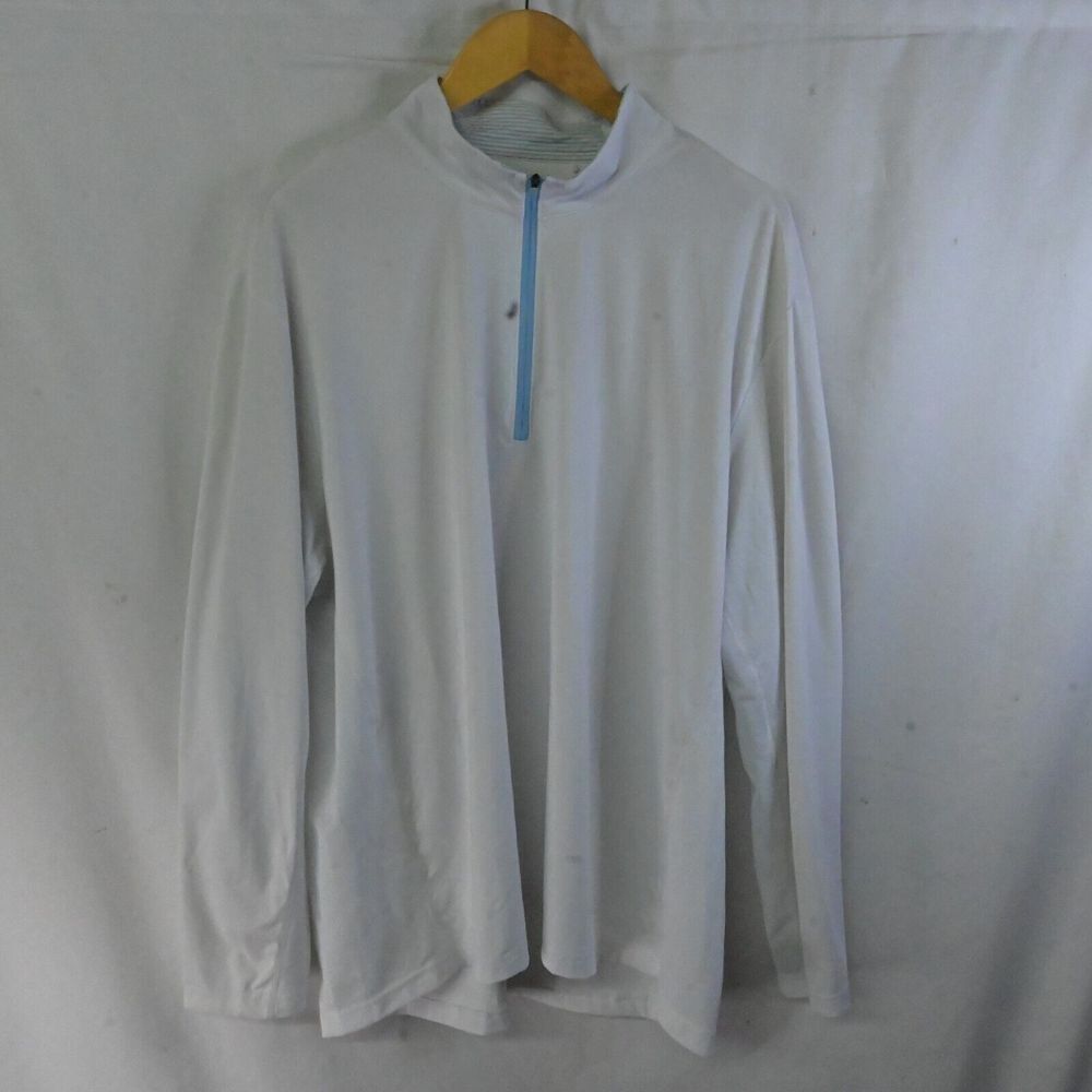 SanSolei XL  White 1/4‎ Zip Pullover Mens UV 50 Sun Protection Golf Polo Shirt